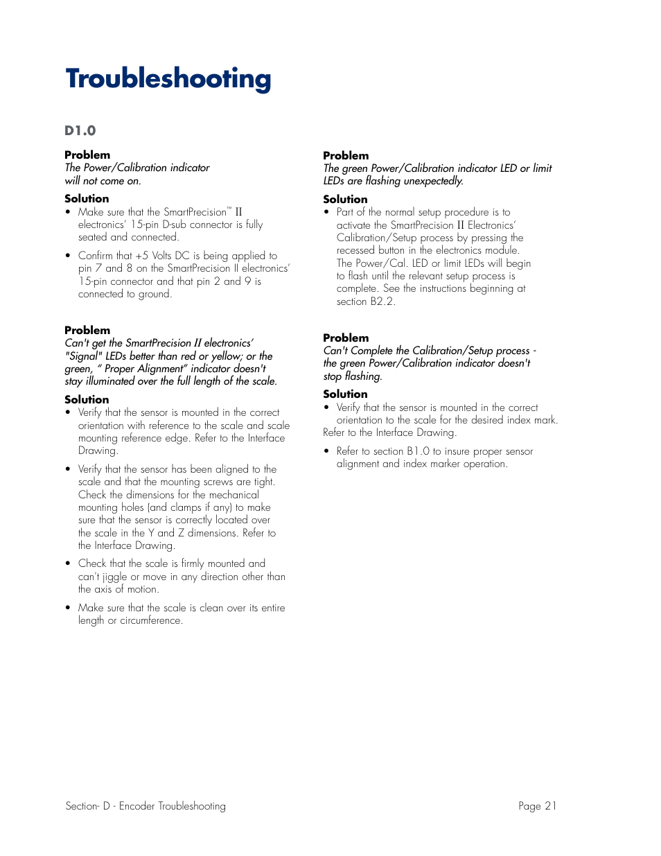 Troubleshooting | MicroE Mercury II 6000V User Manual | Page 21 / 67