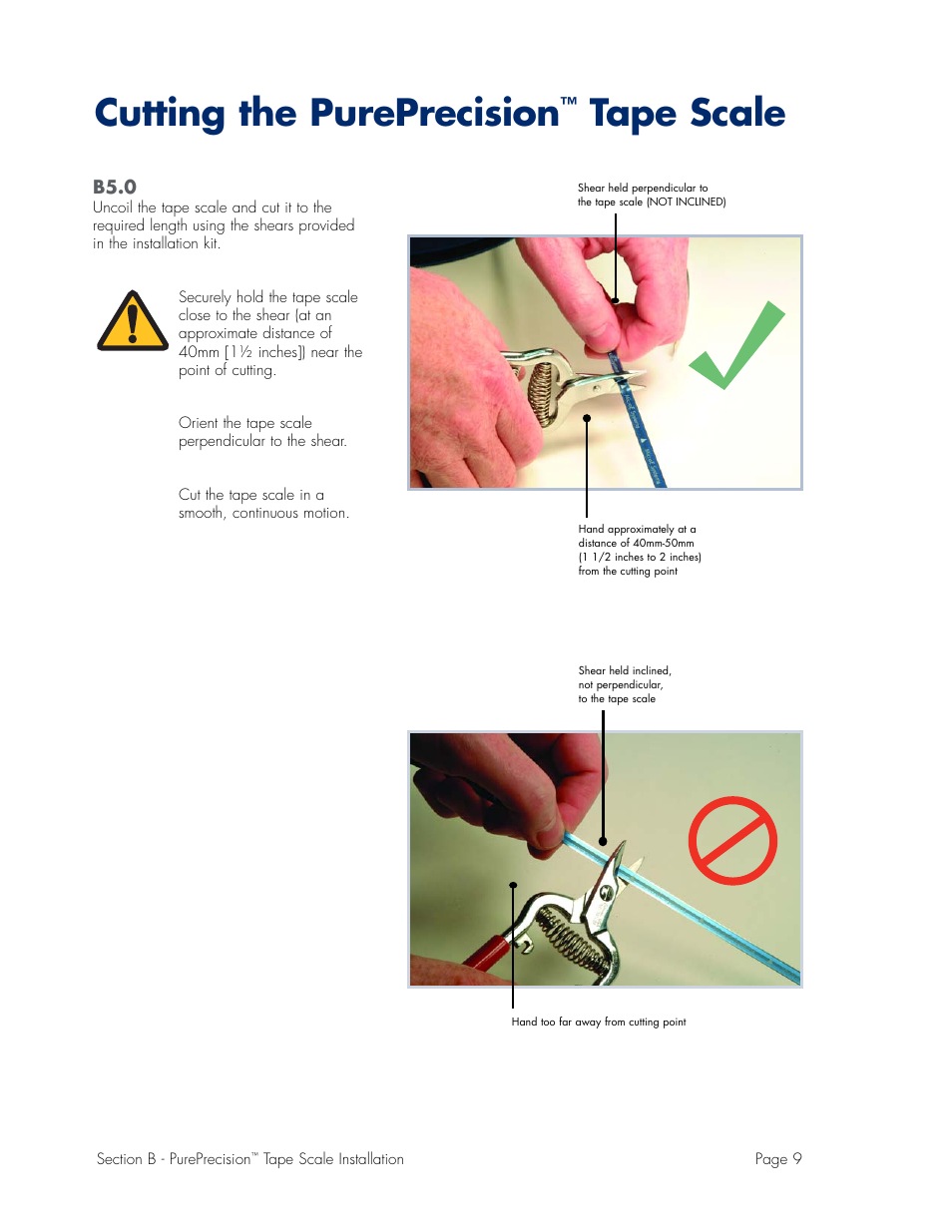 Cutting tape scales, Cutting the pureprecision, Tape scale | MicroE Mercury II 6000V User Manual | Page 31 / 67