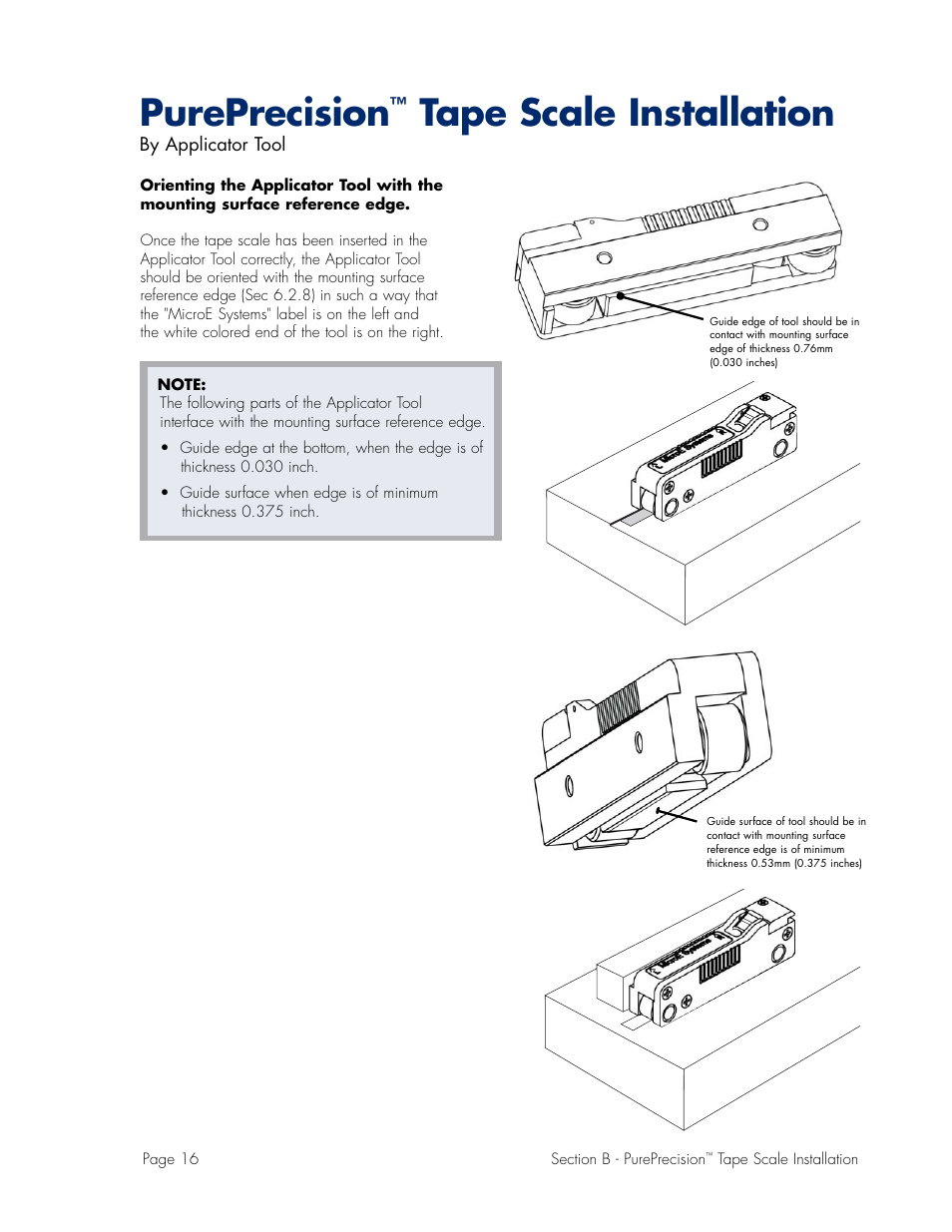 Pureprecision, Tape scale installation | MicroE Mercury II 6000V User Manual | Page 38 / 67