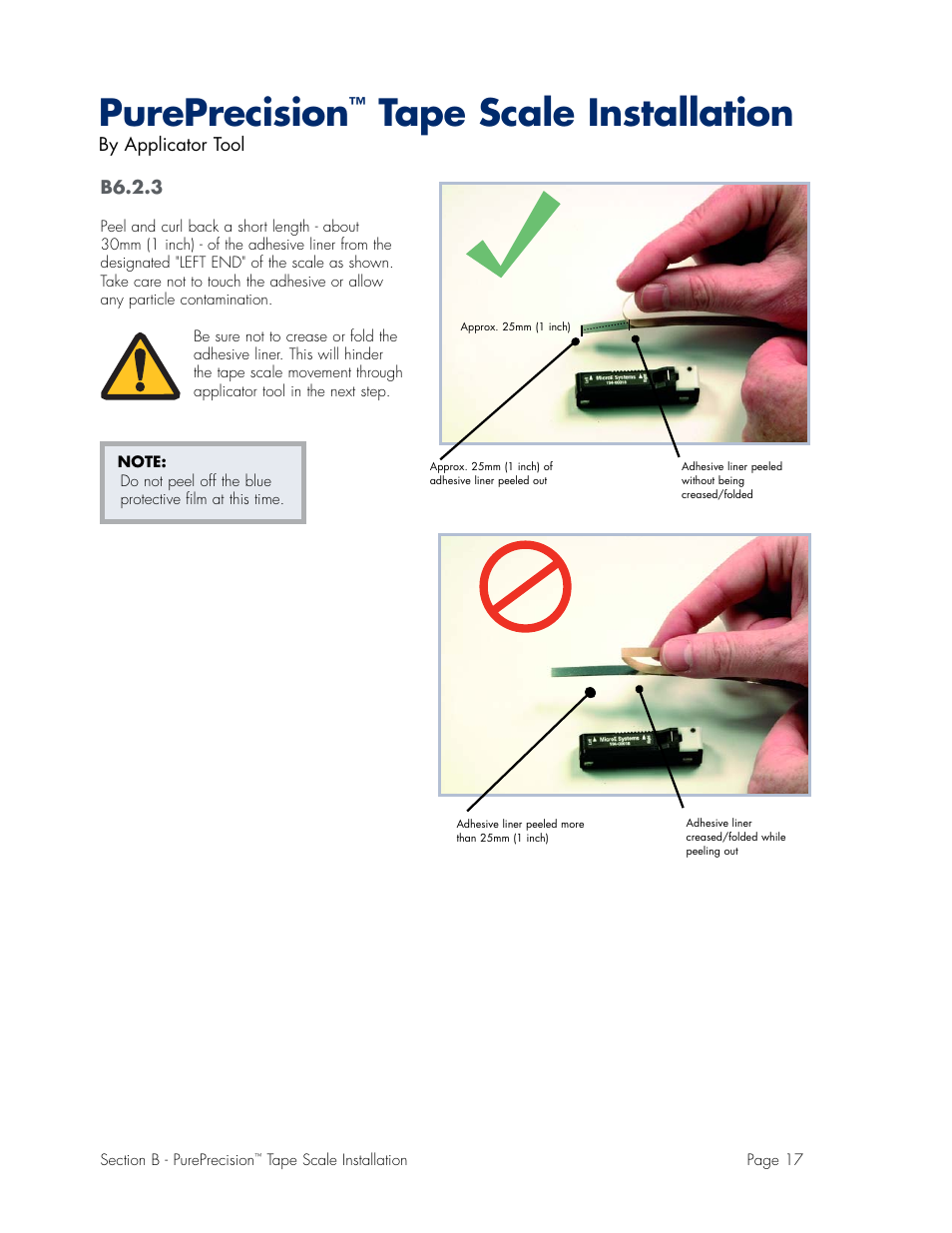 Pureprecision, Tape scale installation | MicroE Mercury II 6000V User Manual | Page 39 / 67