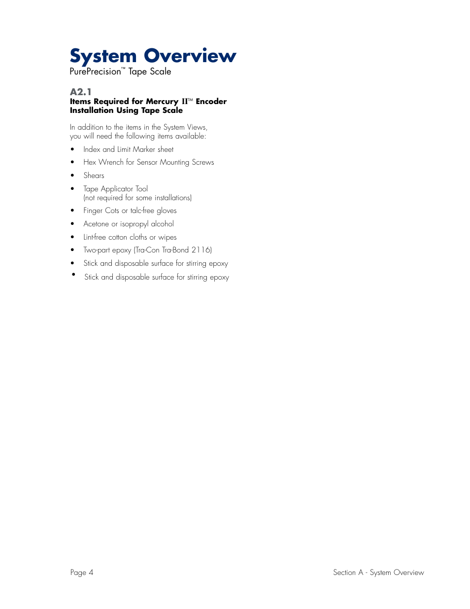 Requirements for tape scales, System overview | MicroE Mercury II 6000V User Manual | Page 4 / 67