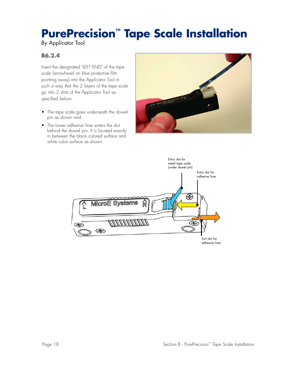 Pureprecision, Tape scale installation | MicroE Mercury II 6000V User Manual | Page 40 / 67