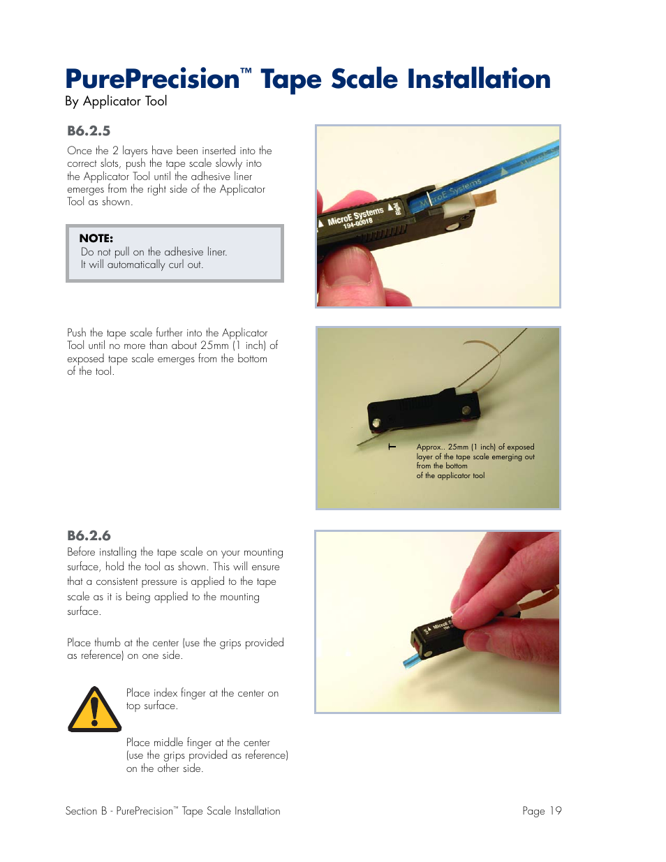 Pureprecision, Tape scale installation | MicroE Mercury II 6000V User Manual | Page 41 / 67