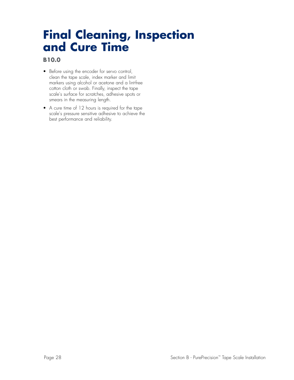 Final cleaning, inspectin and cure time, Final cleaning, inspection and cure time | MicroE Mercury II 6000V User Manual | Page 50 / 67