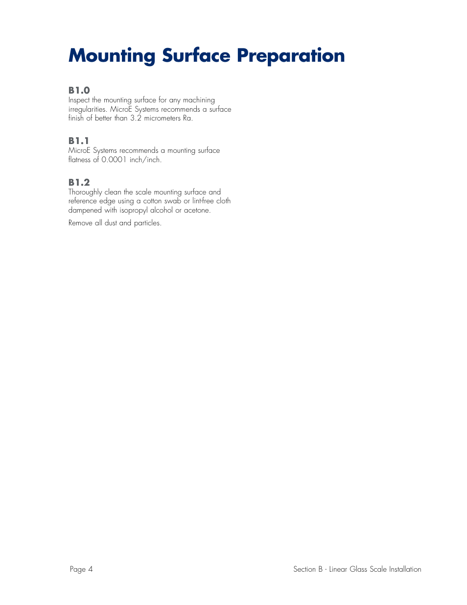 Mounting surface preparation | MicroE Mercury II 6000V User Manual | Page 59 / 67