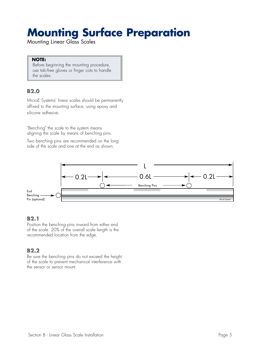 Mounting surface preparation-benching pins, Mounting surface preparation | MicroE Mercury II 6000V User Manual | Page 60 / 67