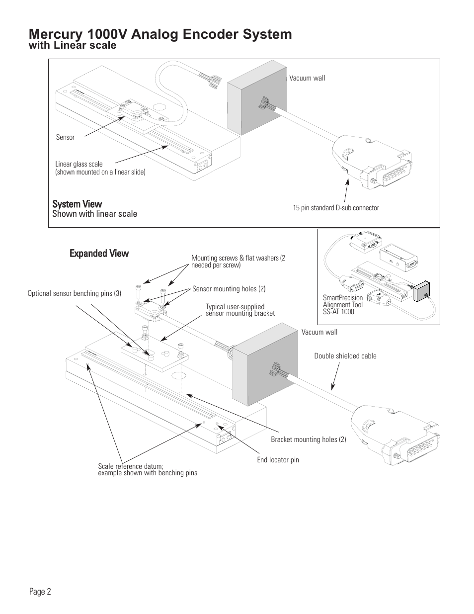 Linear vacuum encoder system diagram, Mercury 1000v analog encoder system | MicroE 1000V Mercury User Manual | Page 4 / 14