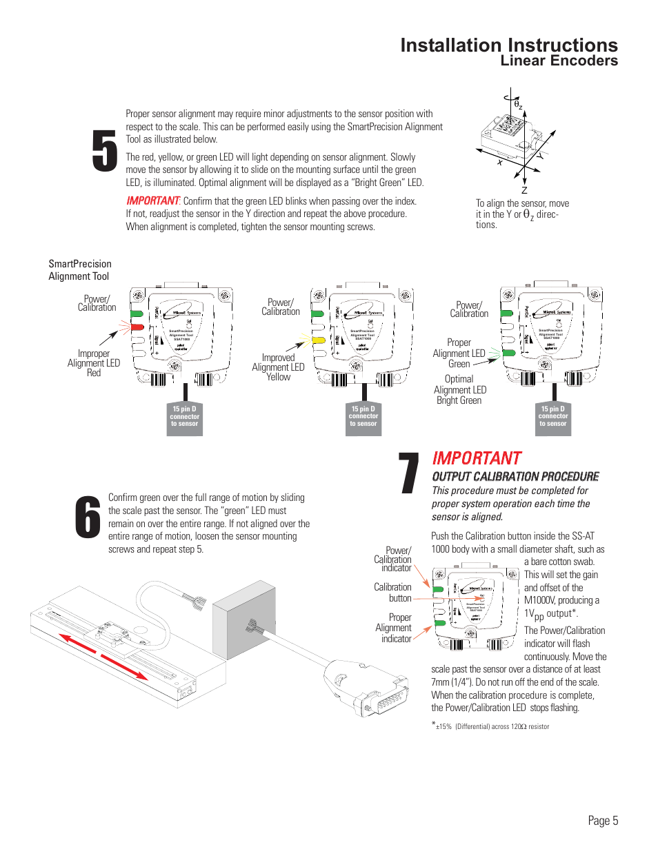 Linear vacuum encoder alignment, Installation instructions, Iim mp po or rt ta an nt t | Linear encoders | MicroE 1000V Mercury User Manual | Page 7 / 14