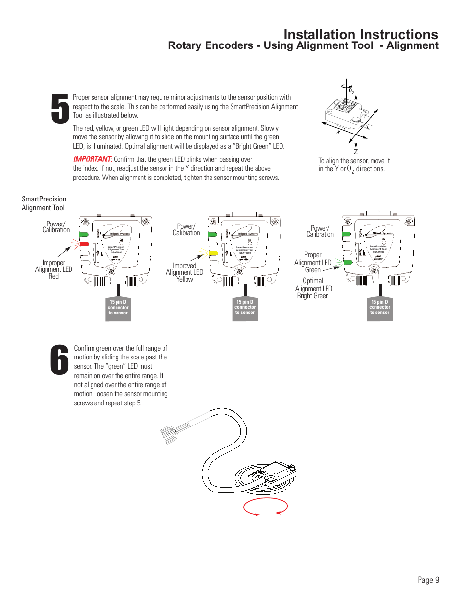 Rotary encoder alignment-using alignment tool, Installation instructions, Rotary encoders - using alignment tool - alignment | MicroE 1500V Mercury User Manual | Page 11 / 19