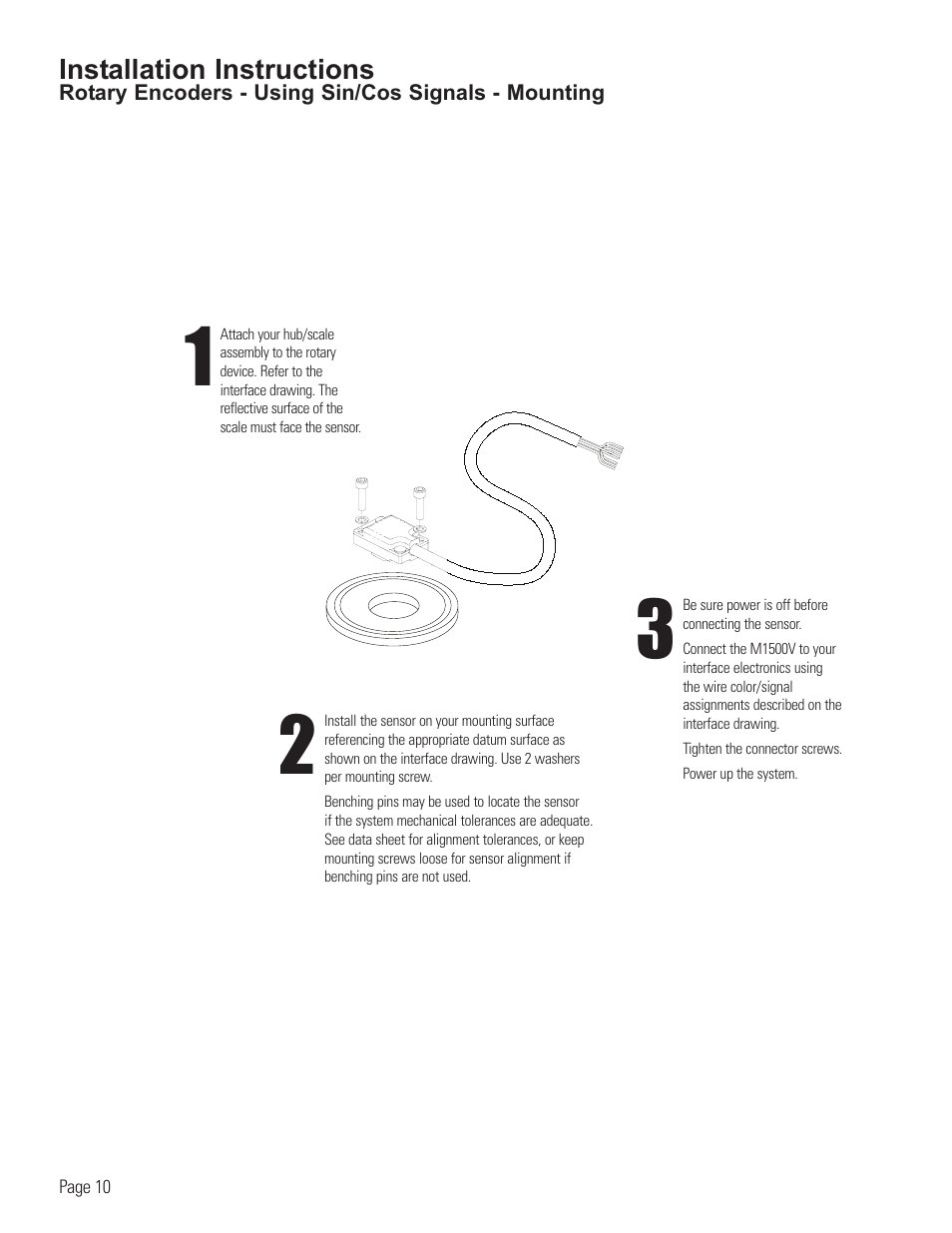 Rotary encoder installation-using sin/cos signals | MicroE 1500V Mercury User Manual | Page 12 / 19