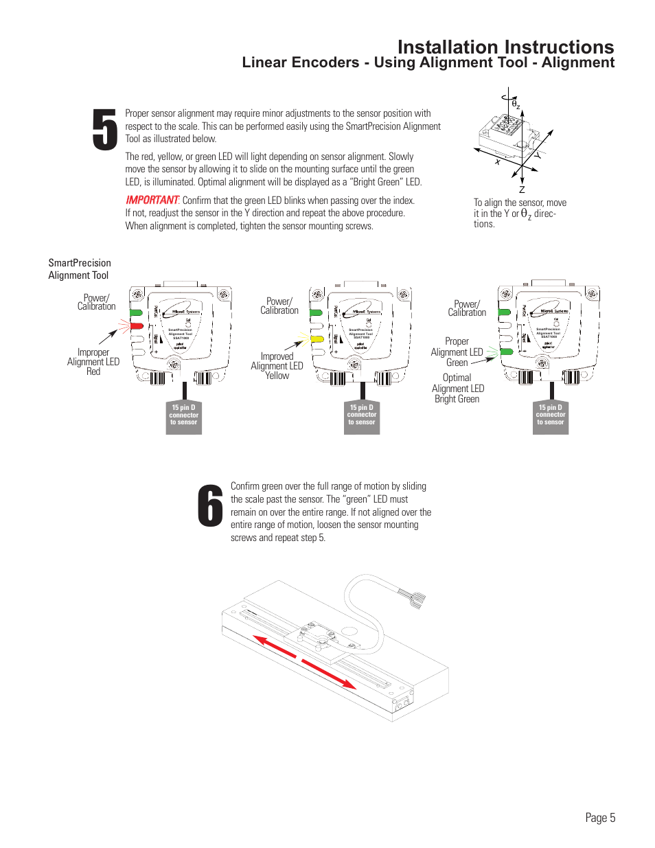 Linear encoder alignment-using alignment tool, Installation instructions, Linear encoders - using alignment tool - alignment | MicroE 1500V Mercury User Manual | Page 7 / 19