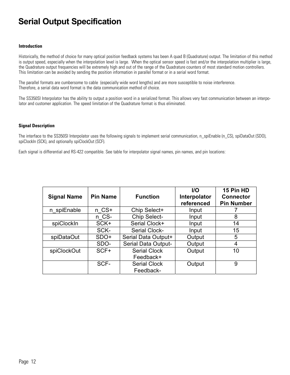 Serial output specification | MicroE 3500Si Mercury User Manual | Page 14 / 21