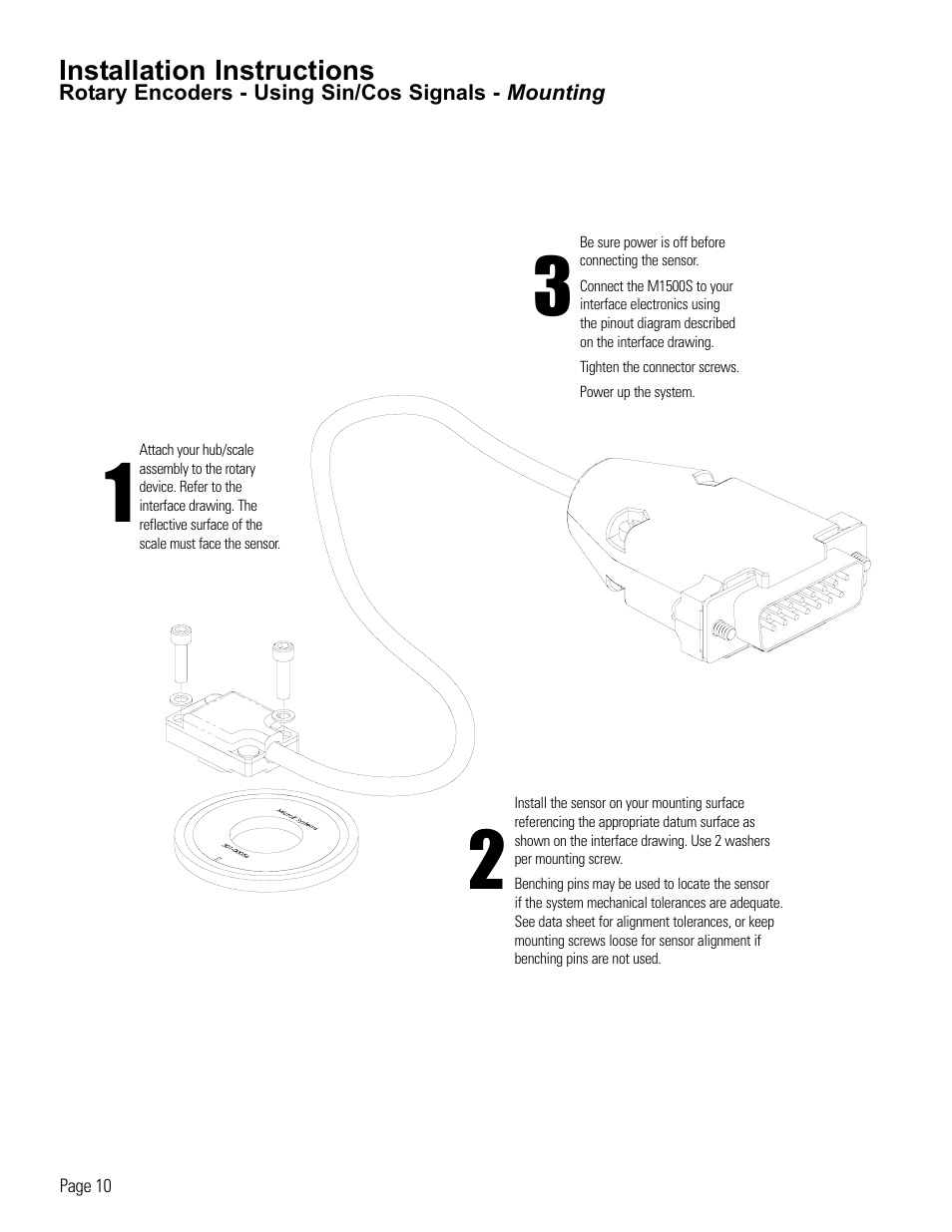 Rotary encoder installation-using sin/cos signals | MicroE 1500S Mercury User Manual | Page 12 / 19