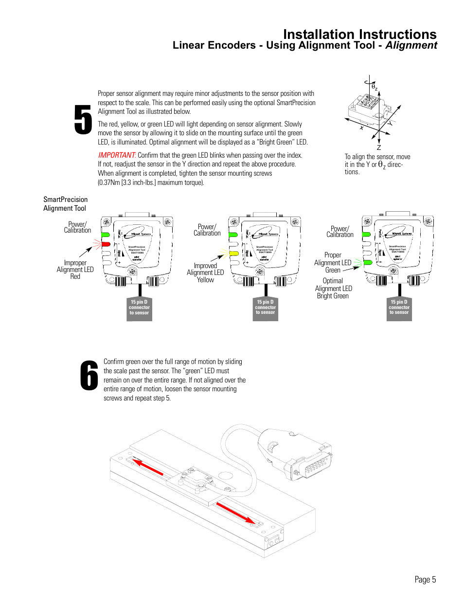 Linear encoder alignment-using alignment tool, Installation instructions, Linear encoders - using alignment tool - alignment | MicroE 1500S Mercury User Manual | Page 7 / 19