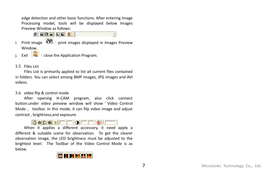 Files list, Video flip & control mode | MicroLinks UM03 - user guide User Manual | Page 9 / 9