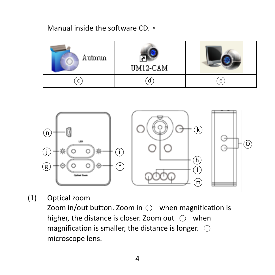 Buttons on microscope | MicroLinks UM12 - user guide User Manual | Page 6 / 16