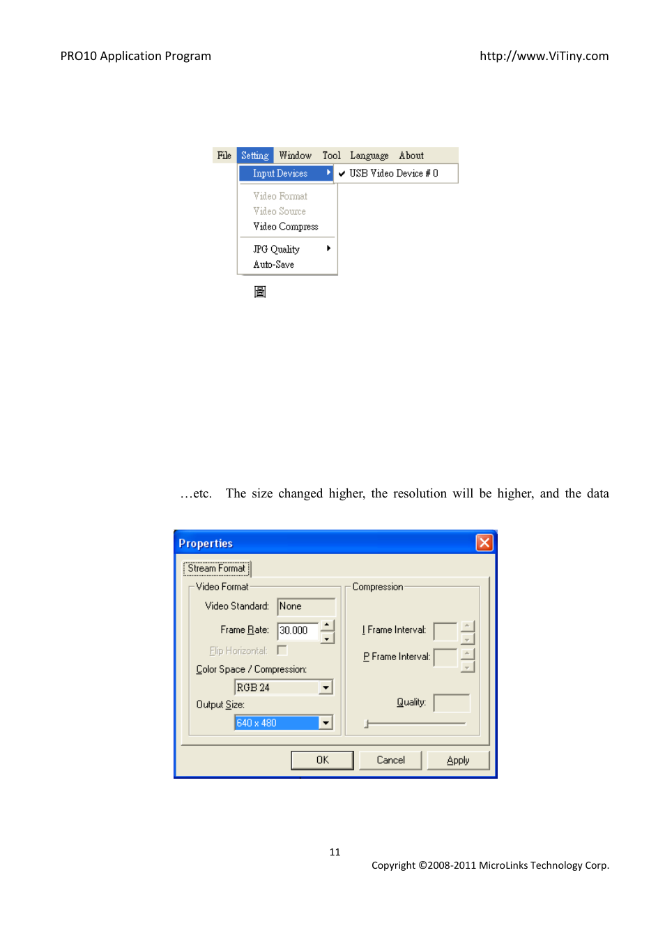 Input devices setting, Video format | MicroLinks PRO10 - user manual User Manual | Page 11 / 62