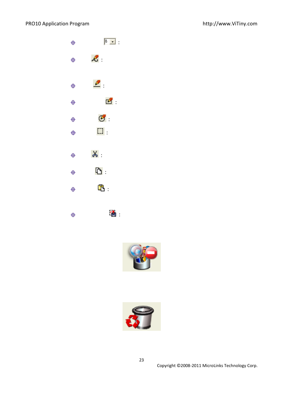 Leave editor, Delete image | MicroLinks PRO10 - user manual User Manual | Page 23 / 62