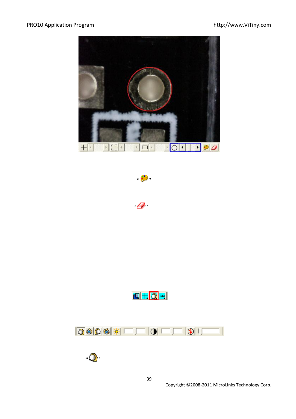 Choose the color of aiming point, Clear the frame of aiming point, Video control mode and rotation mode | No rotation | MicroLinks PRO10 - user manual User Manual | Page 39 / 62