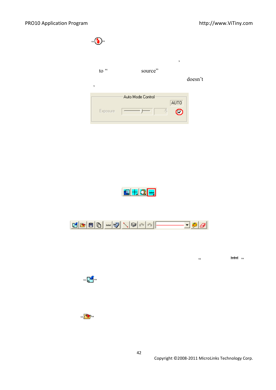 Adjust exposure, Measurement mode, Freeze frame | Load image | MicroLinks PRO10 - user manual User Manual | Page 42 / 62