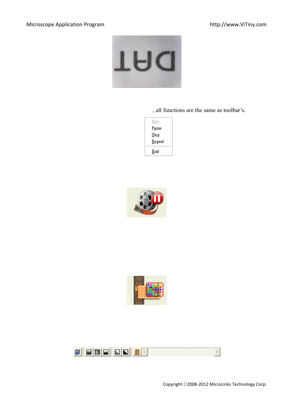 Stop playing, Edit image / leave editing, Image processing editor | MicroLinks VT300 - user manual User Manual | Page 27 / 63