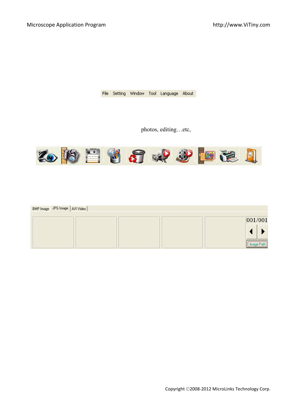 Main toolbars, Main function buttons, The file list/folder | Mode functions | MicroLinks VT300 - user manual User Manual | Page 6 / 63