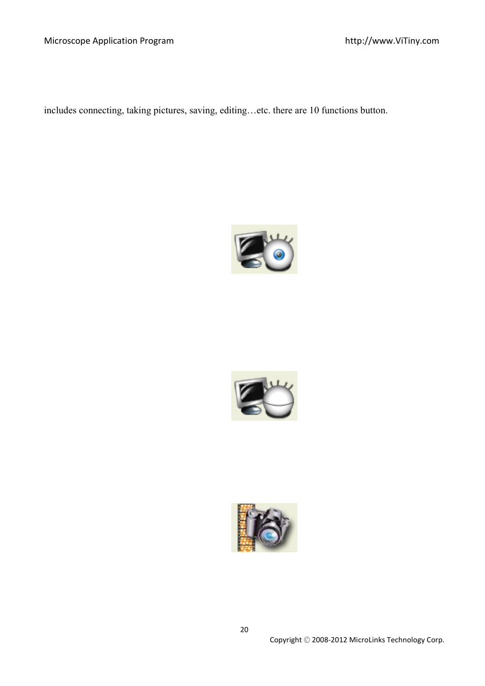 Main function buttons, Connect/disconnect, Connect | Disconnect, Snapshot, Save image | MicroLinks UM02 - user manual User Manual | Page 20 / 63