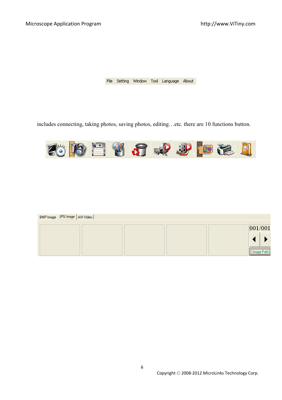 Main toolbars, Main function buttons, The file list/folder | MicroLinks UM02 - user manual User Manual | Page 6 / 63