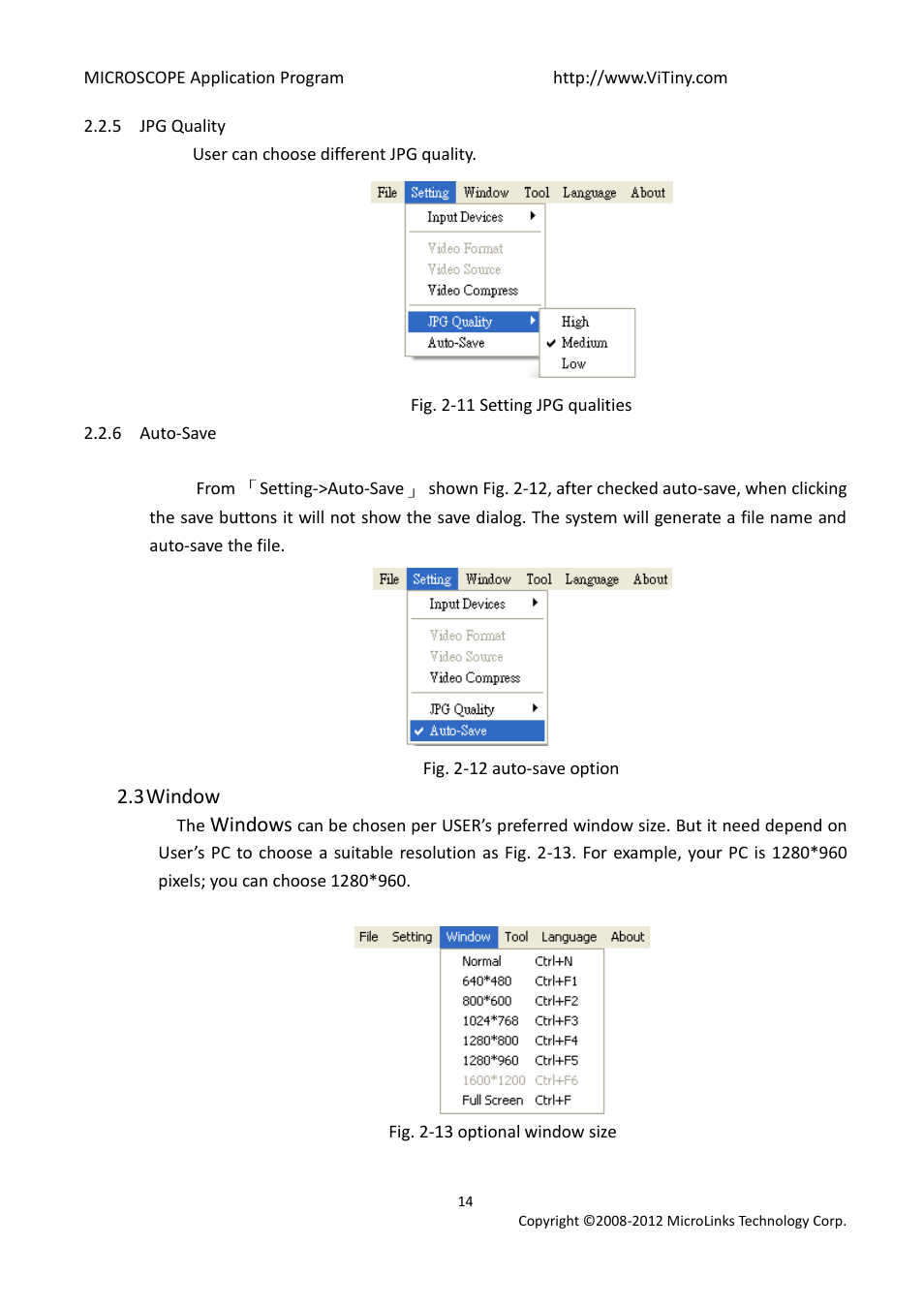 Jpg quality, Auto-save, Window | MicroLinks UM03 - user manual User Manual | Page 14 / 34