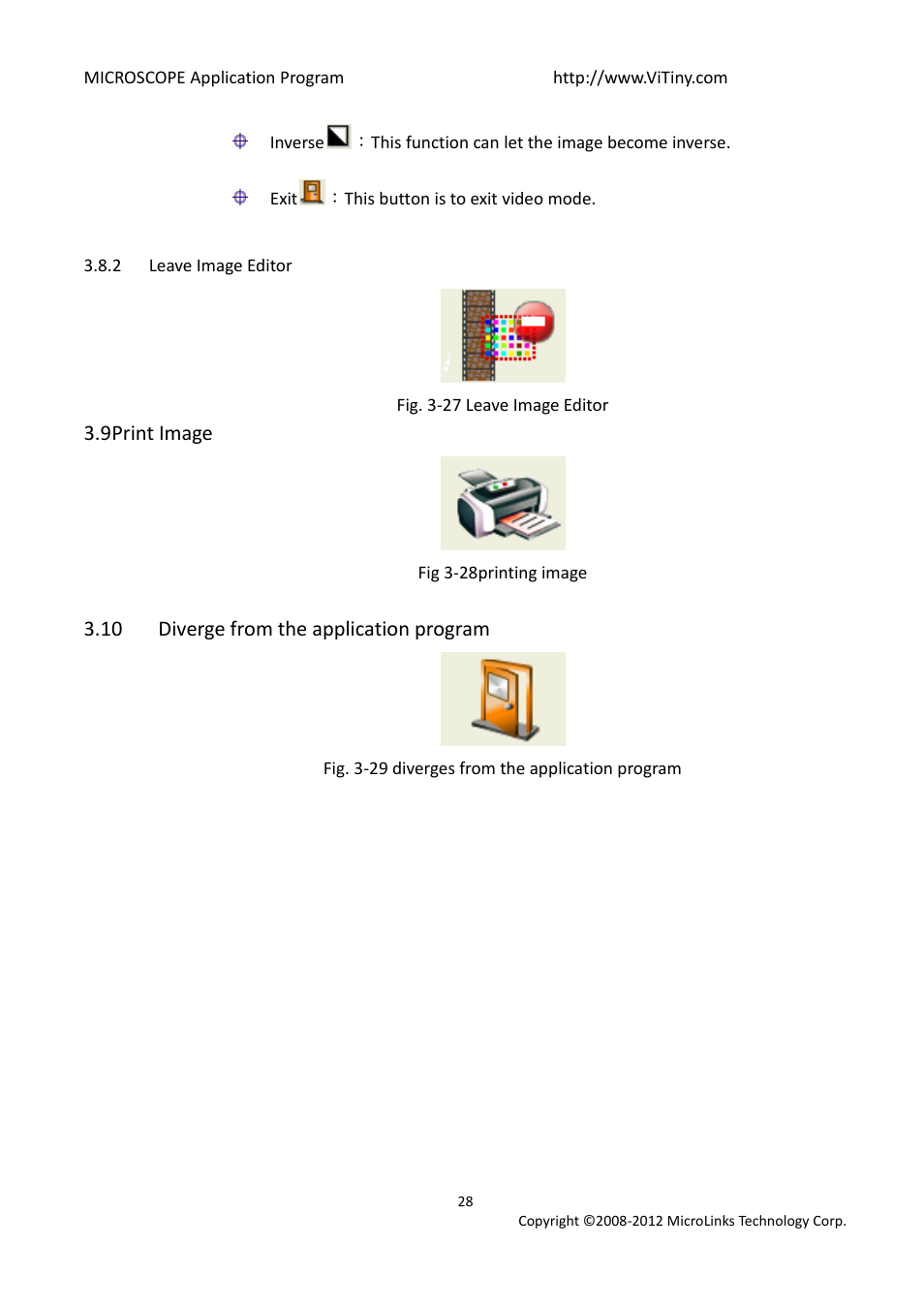Leave image editor, Print image, Diverge from the application program | MicroLinks UM03 - user manual User Manual | Page 28 / 34