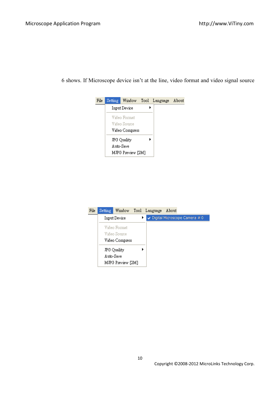 Exit, Setting, Input devices setting | Video forma | MicroLinks UM05 - user manual User Manual | Page 10 / 72