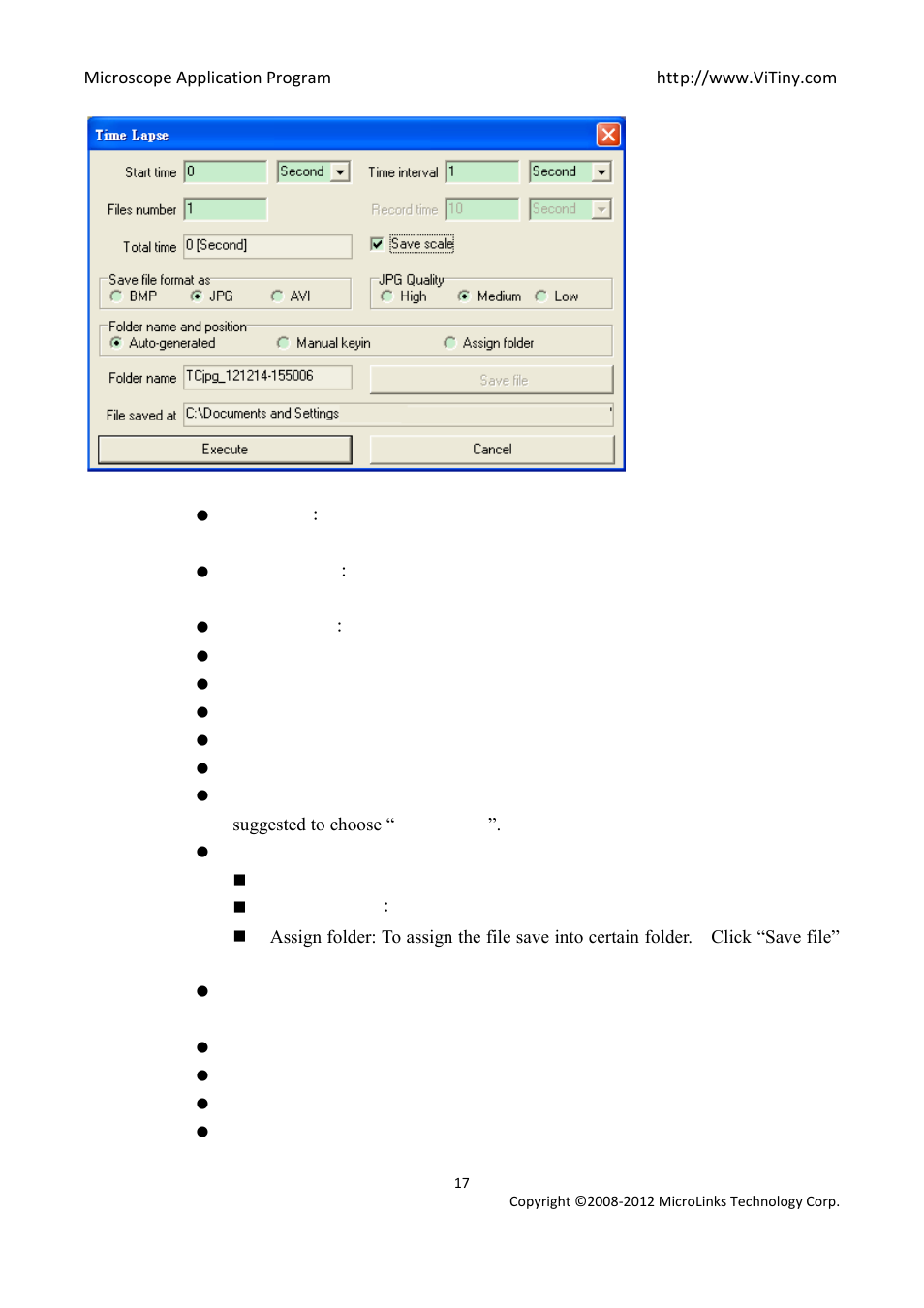 Fig 2-21 time lapse setting dialogue, Convert video to image | MicroLinks UM05 - user manual User Manual | Page 17 / 72
