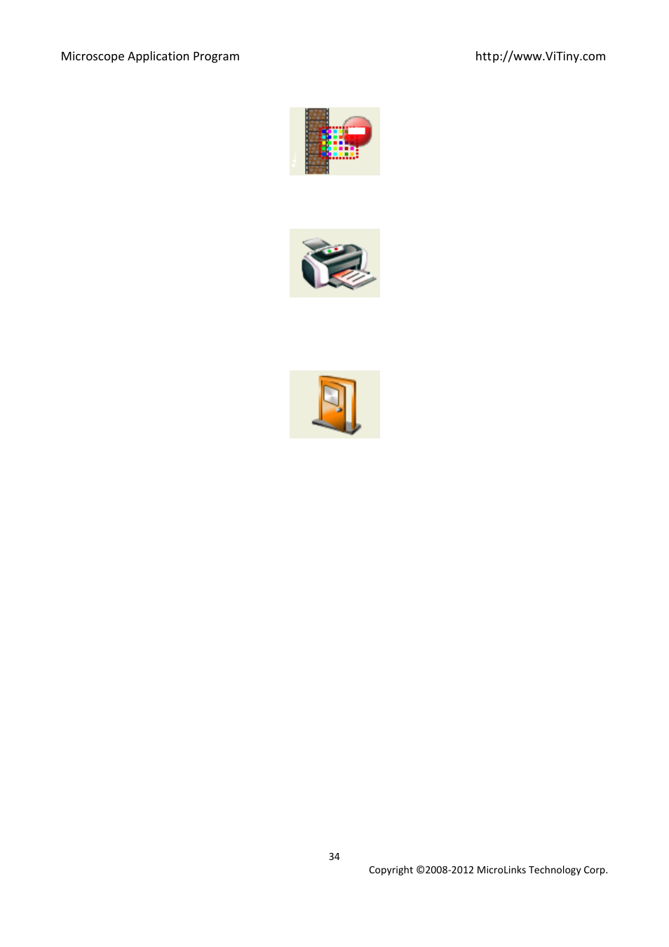 Exit image editor, Print image, Exit application program | 9 print image, 10 exit application program | MicroLinks UM05 - user manual User Manual | Page 34 / 72