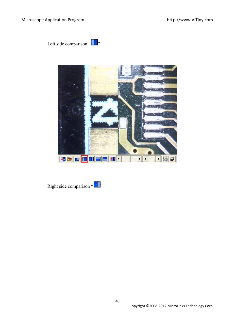 Left side comparison, Right side comparison | MicroLinks UM05 - user manual User Manual | Page 40 / 72