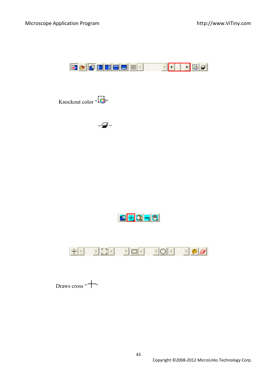 Knockout color, Combined image, Aiming mode | Draws cross | MicroLinks UM05 - user manual User Manual | Page 43 / 72