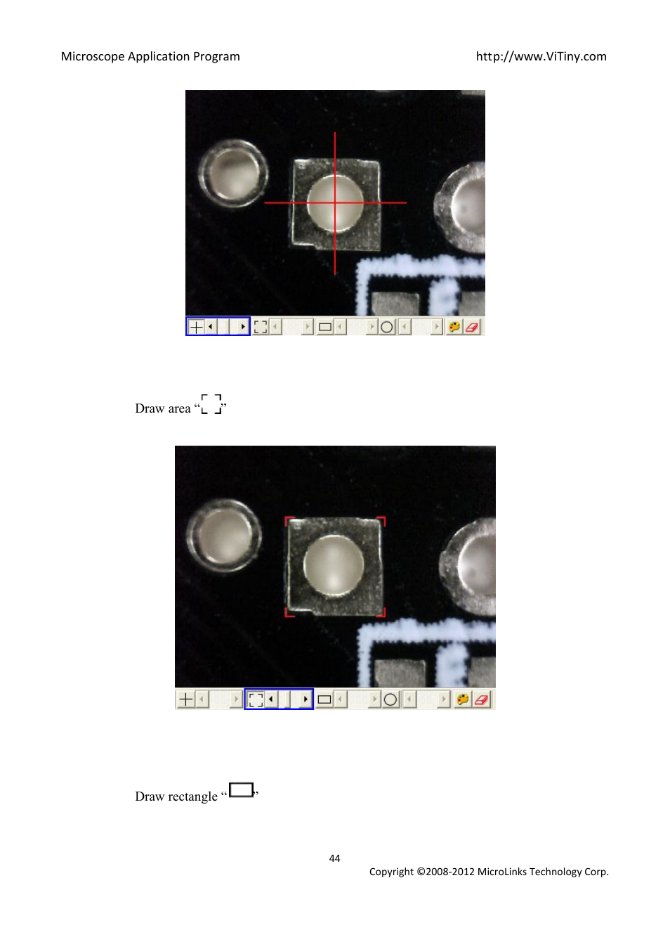 Draw area, Draw rectangle | MicroLinks UM05 - user manual User Manual | Page 44 / 72