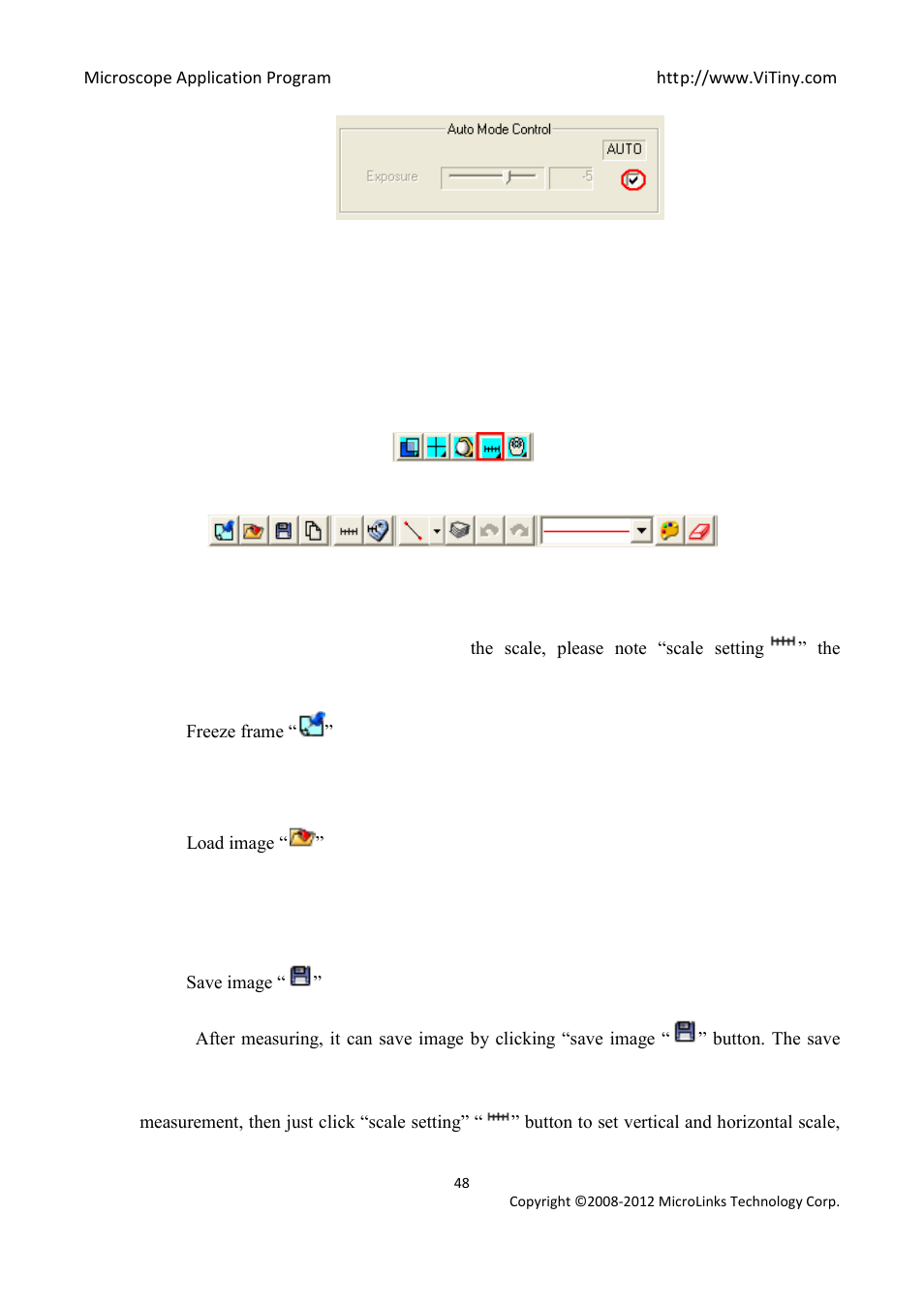 Measurement mode, Freeze frame, Load image | Save image | MicroLinks UM05 - user manual User Manual | Page 48 / 72
