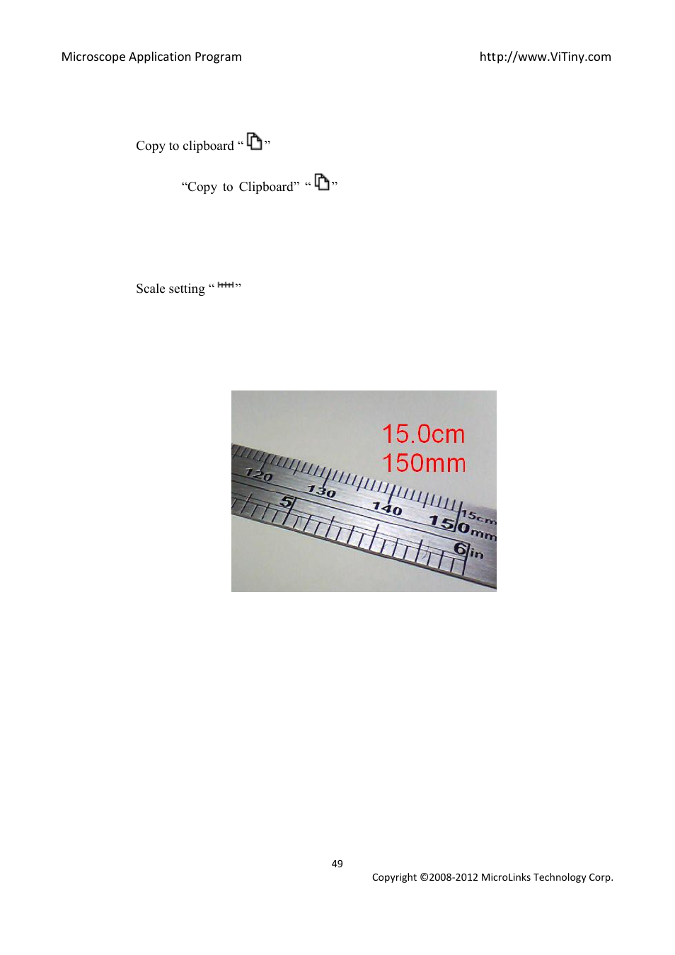 Copy to clipboard, Scale setting | MicroLinks UM05 - user manual User Manual | Page 49 / 72