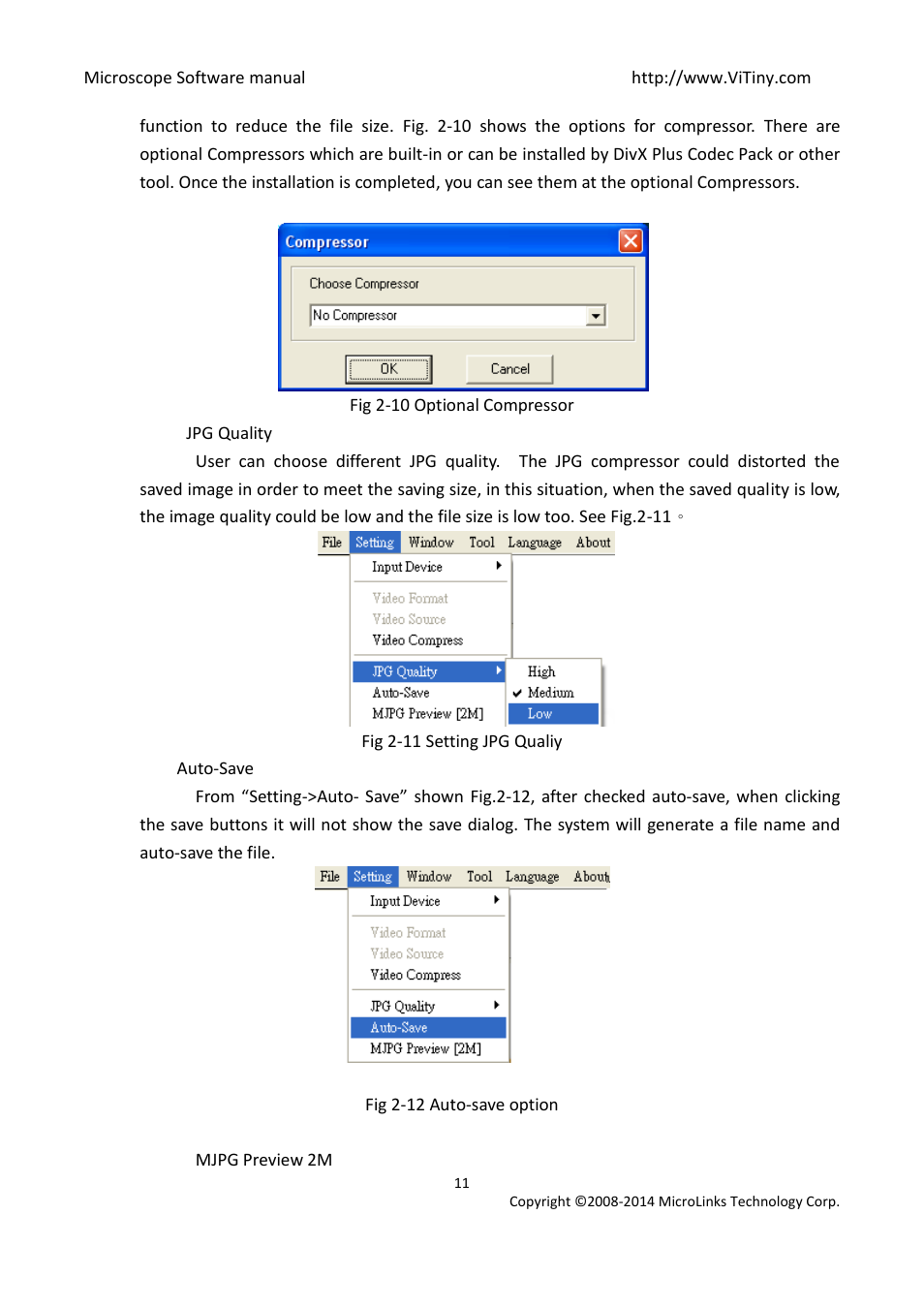 Jpg quality, Auto-save, Mjpg preview 2m | MicroLinks UM12 - user manual User Manual | Page 11 / 74