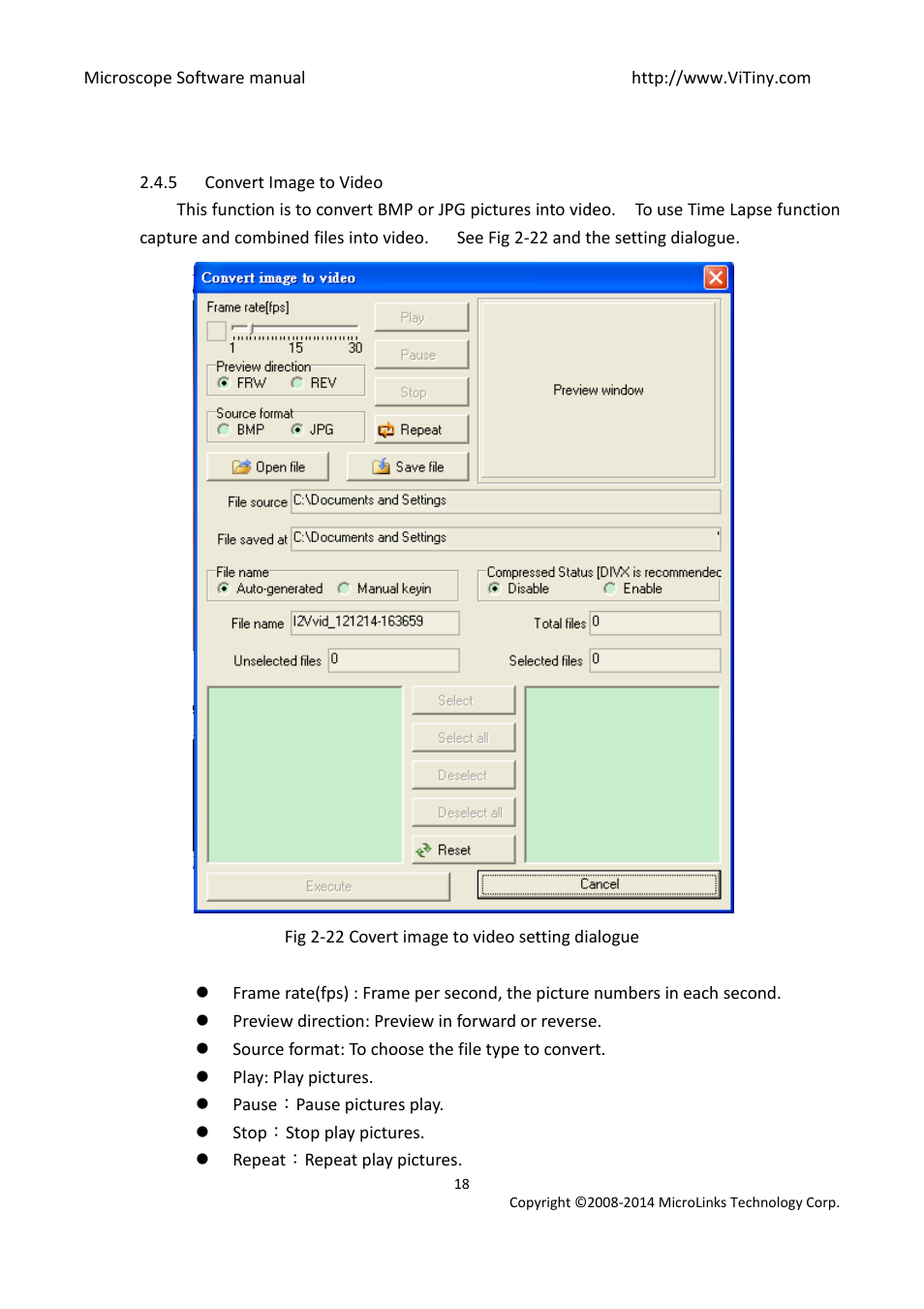 Convert image to video | MicroLinks UM12 - user manual User Manual | Page 18 / 74