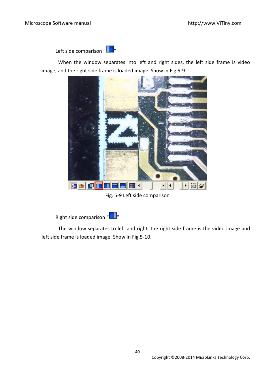 Left side comparison, Right side comparison | MicroLinks UM12 - user manual User Manual | Page 40 / 74