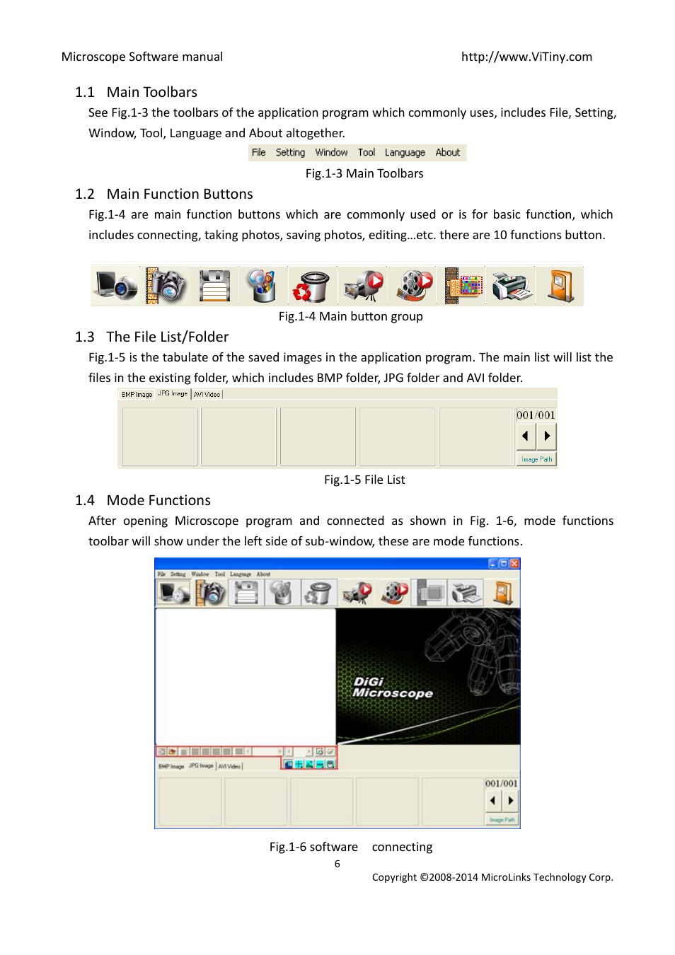 Main toolbars, Main function buttons, The file list/folder | Mode functions | MicroLinks UM12 - user manual User Manual | Page 6 / 74