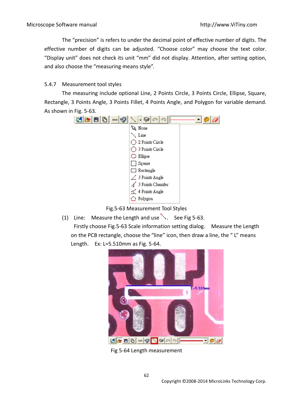 Measurement tool styles | MicroLinks UM12 - user manual User Manual | Page 62 / 74