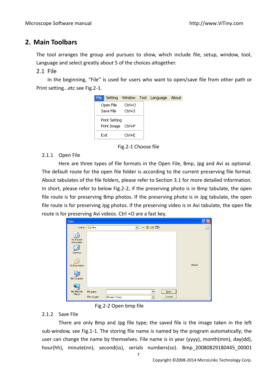 Main toolbars 2.1, File, Open file | Save file, Main toolbars | MicroLinks UM12 - user manual User Manual | Page 7 / 74