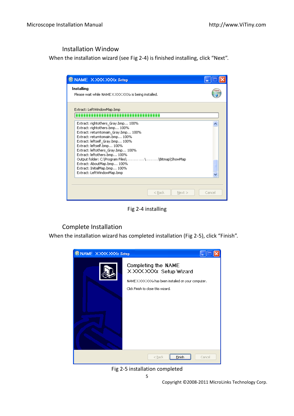 Installation window, Complete installation | MicroLinks UM06 - install manual User Manual | Page 5 / 8