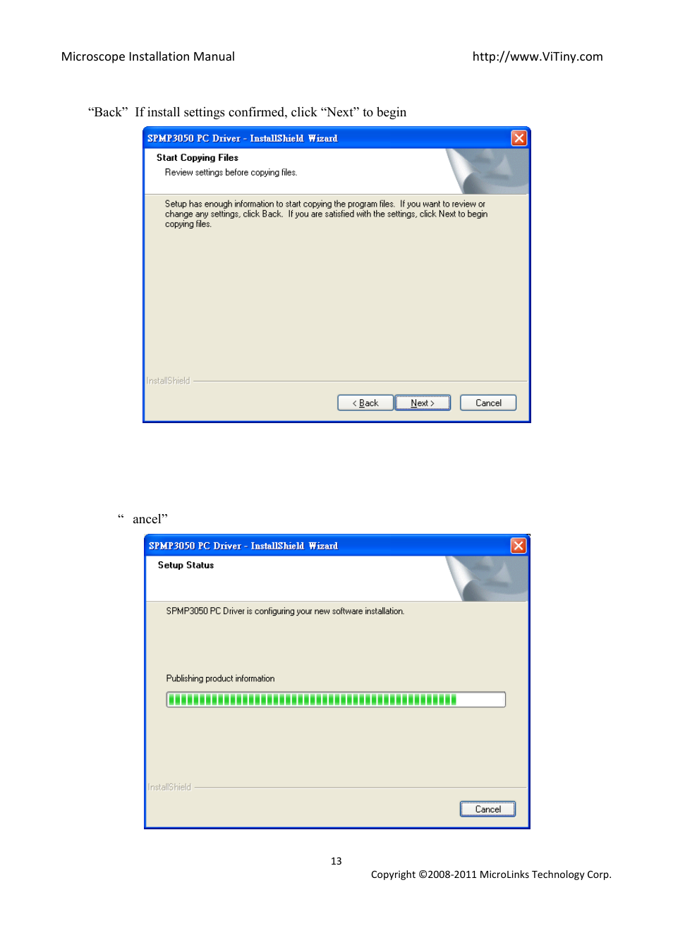 Now installing | MicroLinks PRO10 - install manual User Manual | Page 13 / 16
