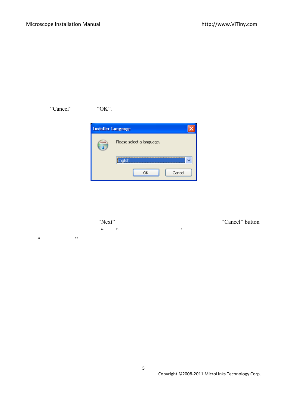 Install microscope application program, Install application program, Start setup program | Welcome to the microscope setup wizard | MicroLinks PRO10 - install manual User Manual | Page 5 / 16