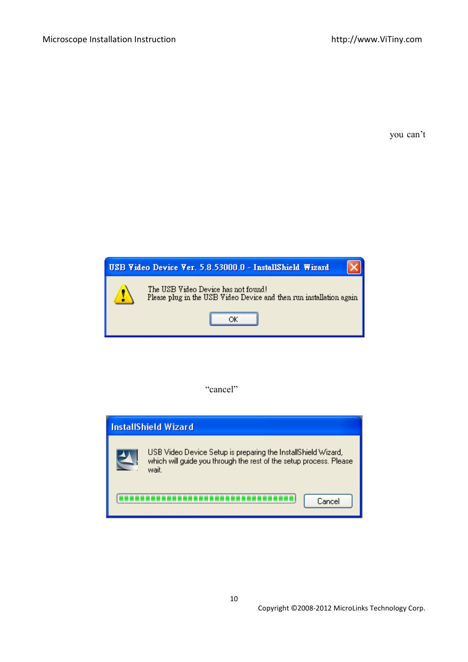 Uninstall microscope driver, Install driver, Start setup driver | MicroLinks UM02 - install manual User Manual | Page 10 / 14