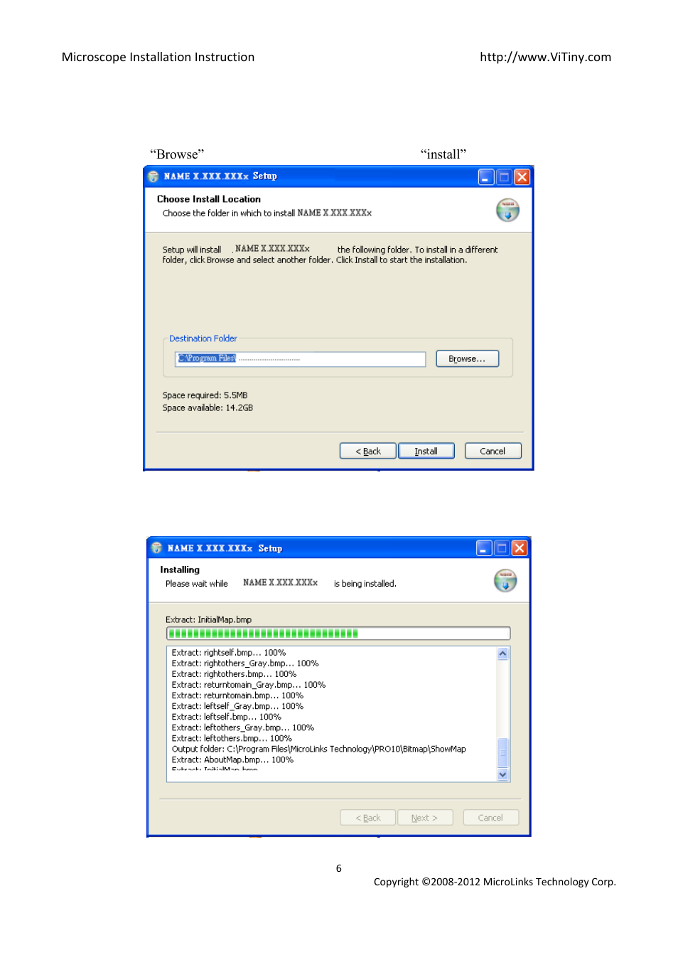 Choose installation route, Now installing program | MicroLinks UM02 - install manual User Manual | Page 6 / 14