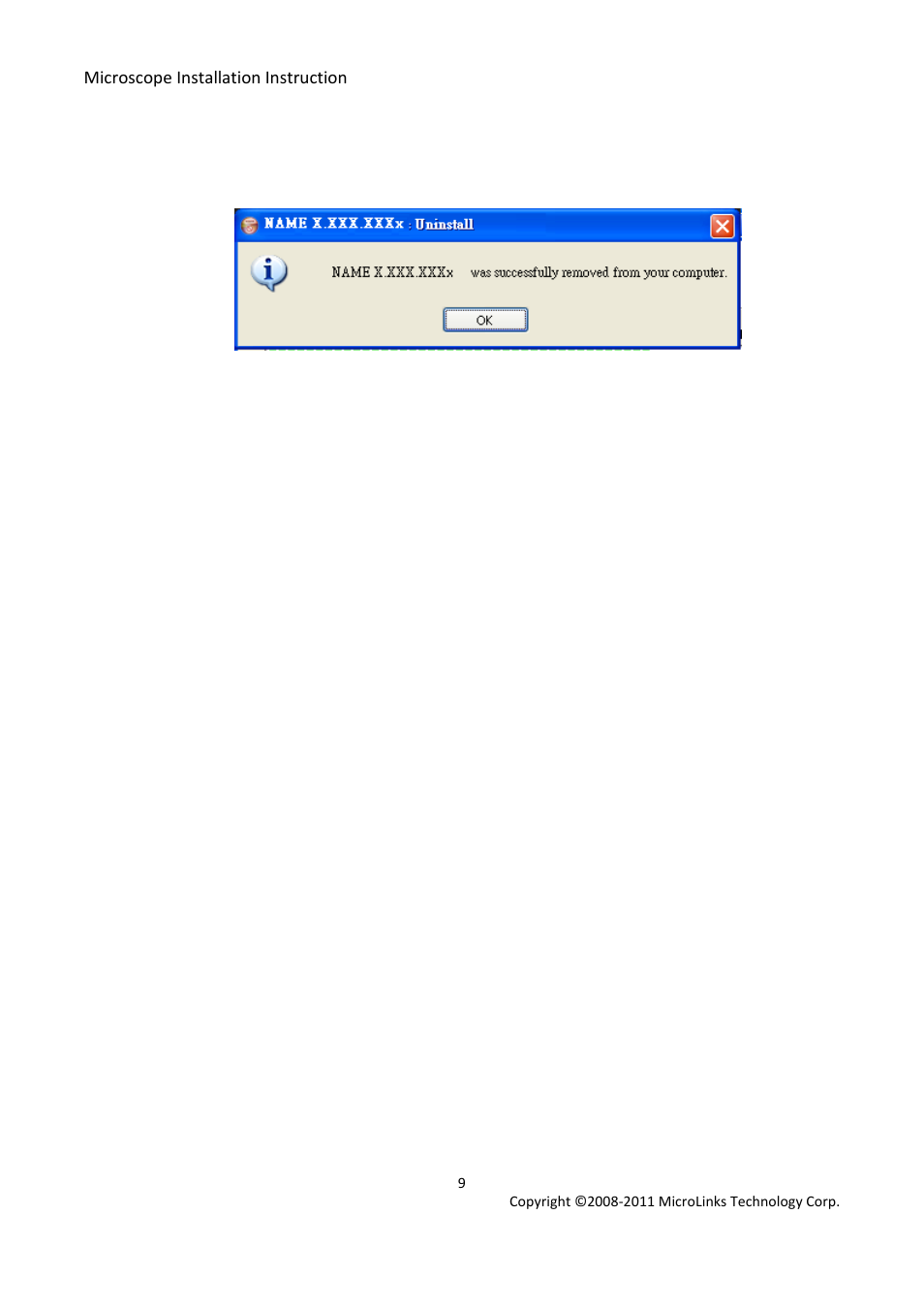 Finish uninstall | MicroLinks UM03 - install manual User Manual | Page 9 / 14